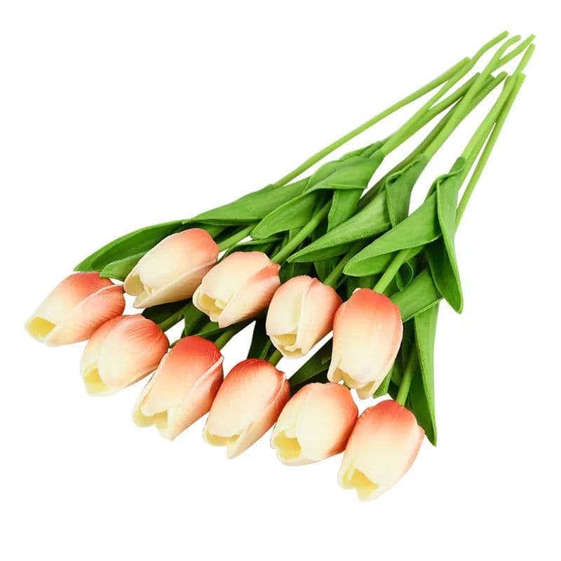 image-10PCS Tulip Artificial Flower Real Touch Artificial Bouquet PE Fake Flower for Wedding Decoration Flowers Home Garden Decor