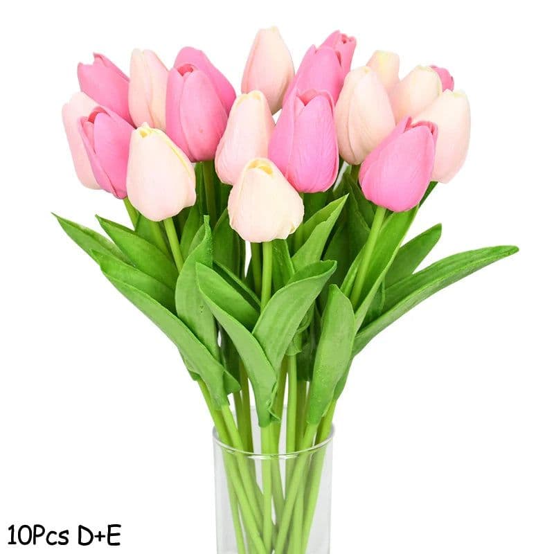 image-10PCS Tulip Artificial Flower Real Touch Artificial Bouquet PE Fake Flower for Wedding Decoration Flowers Home Garden Decor