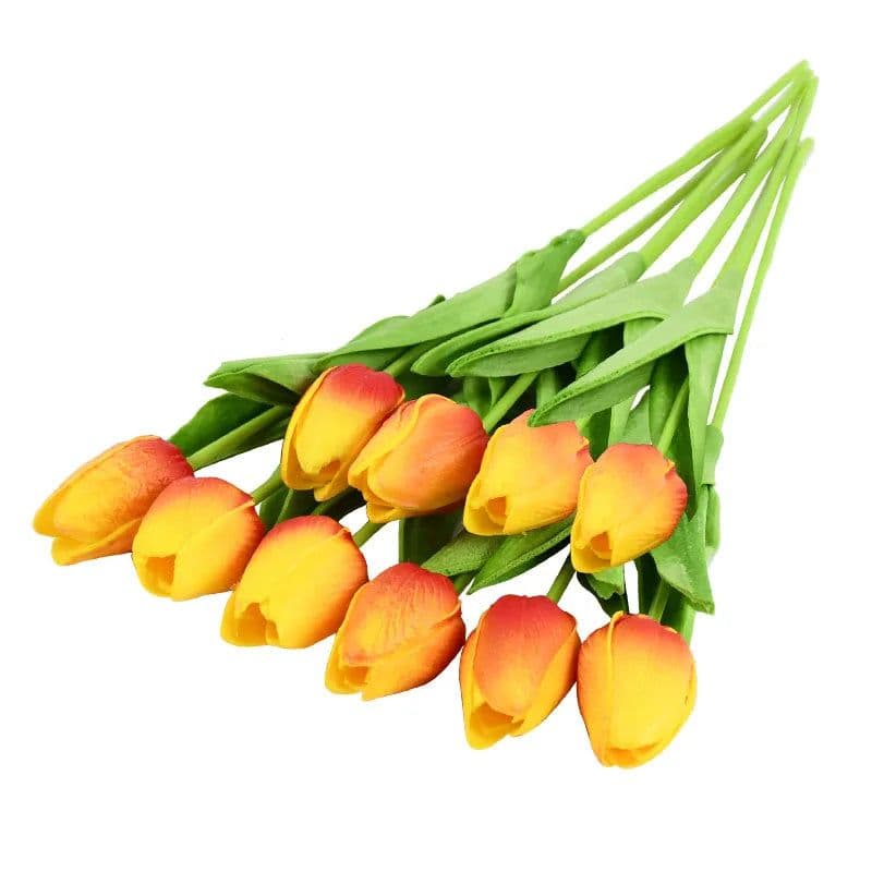 image-10PCS Tulip Artificial Flower Real Touch Artificial Bouquet PE Fake Flower for Wedding Decoration Flowers Home Garden Decor