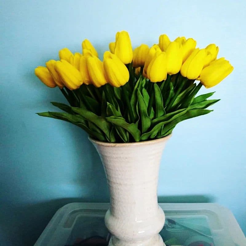 image-10PCS Tulip Artificial Flower Real Touch Artificial Bouquet PE Fake Flower for Wedding Decoration Flowers Home Garden Decor