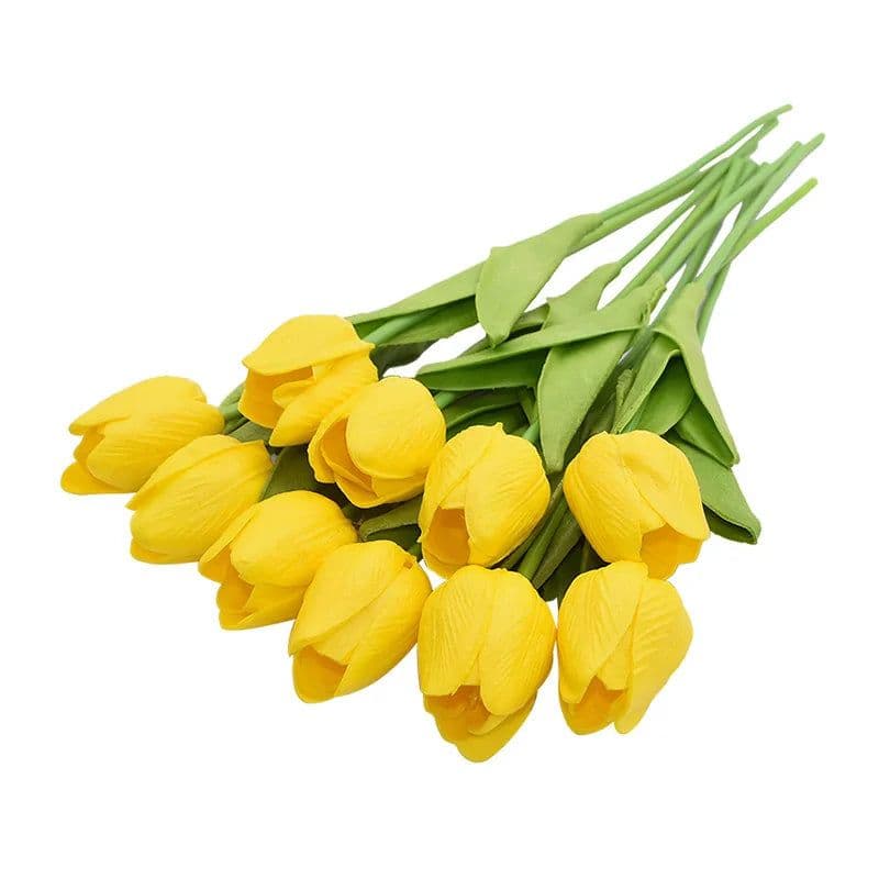 image-10PCS Tulip Artificial Flower Real Touch Artificial Bouquet PE Fake Flower for Wedding Decoration Flowers Home Garden Decor