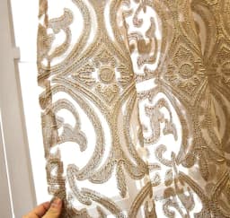 image-European Luxury Coffee with Golden Wire Jacquard Hollow Tulle Curtain for Living Room Palace Elgent Fabric Windows Drape ZH431#4
