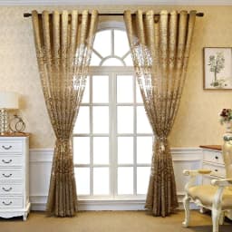 image-European Luxury Coffee with Golden Wire Jacquard Hollow Tulle Curtain for Living Room Palace Elgent Fabric Windows Drape ZH431#4