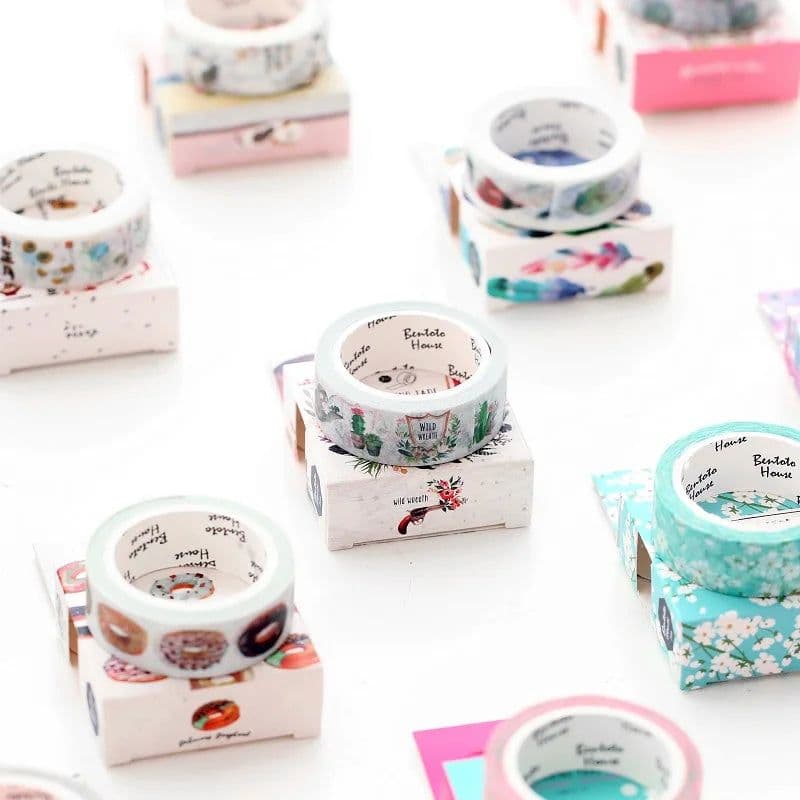 image-15mm X 7m Cute Lotkawaii Flower food animals Decorative Washi Tape DIY Scrapbooking Masking Tape School Office Supply
