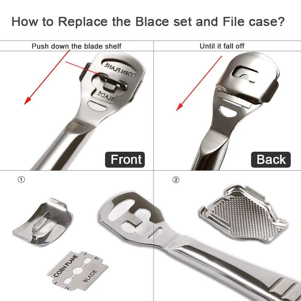 image-Foot Callus Shaver Heel Hard Skin Remover Hand Feet Pedicure Razor Tool Shavers Stainless Steel Handle 10 Blades Foot Care Tools