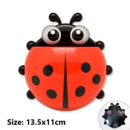 image-2pcs Ladybug Toothbrush Holder Cute Cartoon Animal Toothbrush Toothpaste Wall Suction Holders Rack for Kids Container Organizer