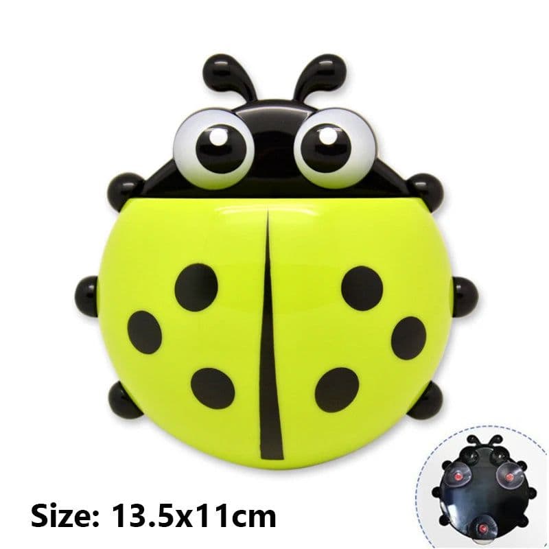 image-2pcs Ladybug Toothbrush Holder Cute Cartoon Animal Toothbrush Toothpaste Wall Suction Holders Rack for Kids Container Organizer