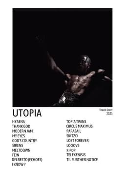 image-Utopia Album Cover Poster Hip Hop Singer Star Travis Scott Canvas Painting Prints Wall Picture Bedroom Club Home Decor Fan Gifts