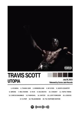 image-Utopia Album Cover Poster Hip Hop Singer Star Travis Scott Canvas Painting Prints Wall Picture Bedroom Club Home Decor Fan Gifts