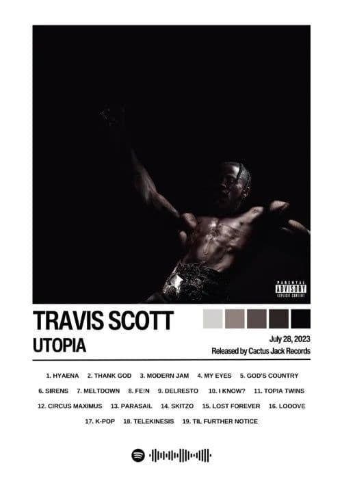 image-Utopia Album Cover Poster Hip Hop Singer Star Travis Scott Canvas Painting Prints Wall Picture Bedroom Club Home Decor Fan Gifts