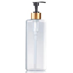 image-500ml/16.9oz Shampoo Dispenser Press Pump Bottle with Gold Waterproof Labels Bathroom Shampoo Conditioner Body Wash Bottles