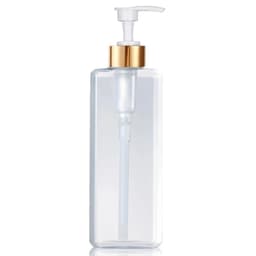image-500ml/16.9oz Shampoo Dispenser Press Pump Bottle with Gold Waterproof Labels Bathroom Shampoo Conditioner Body Wash Bottles