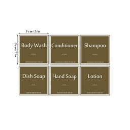 image-500ml/16.9oz Shampoo Dispenser Press Pump Bottle with Gold Waterproof Labels Bathroom Shampoo Conditioner Body Wash Bottles