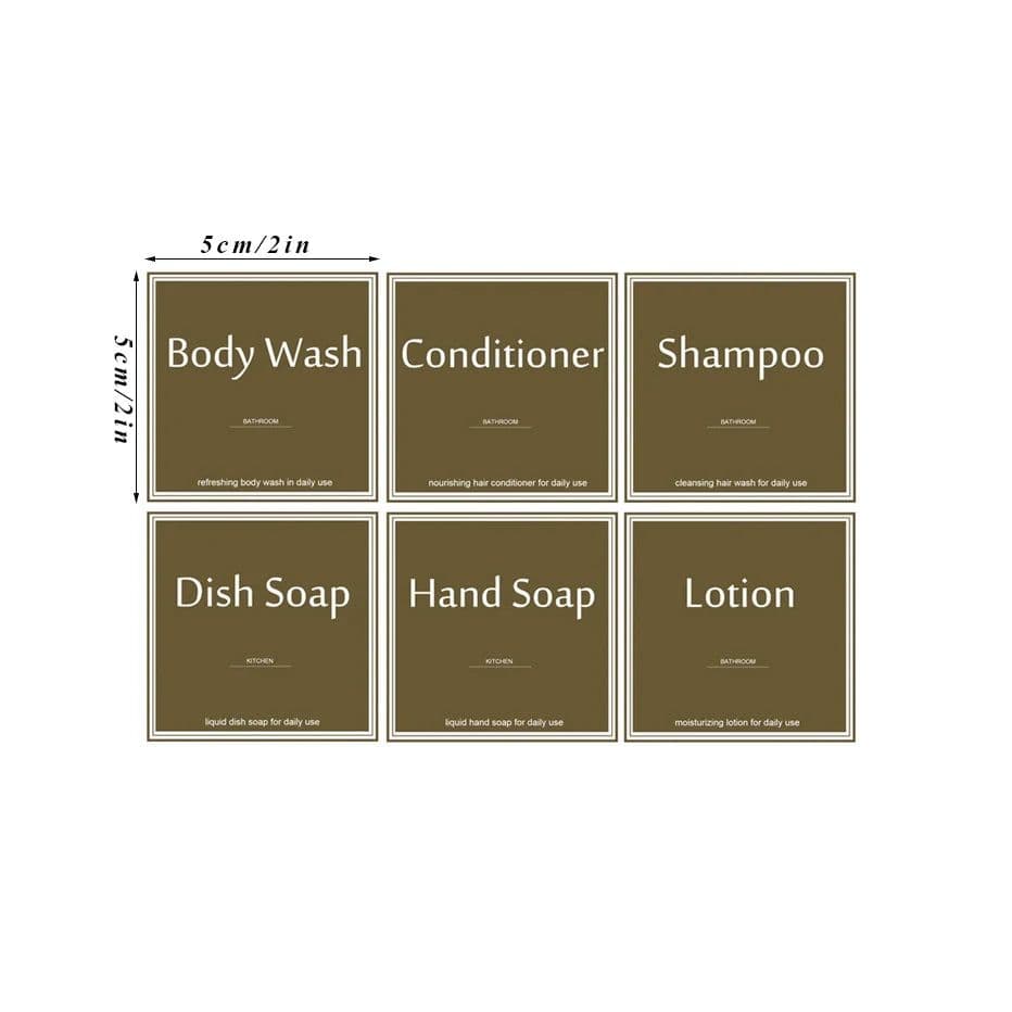 image-500ml/16.9oz Shampoo Dispenser Press Pump Bottle with Gold Waterproof Labels Bathroom Shampoo Conditioner Body Wash Bottles