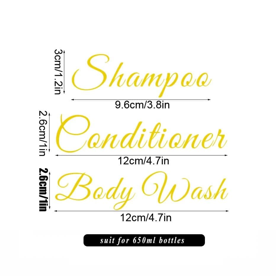 image-500ml/16.9oz Shampoo Dispenser Press Pump Bottle with Gold Waterproof Labels Bathroom Shampoo Conditioner Body Wash Bottles