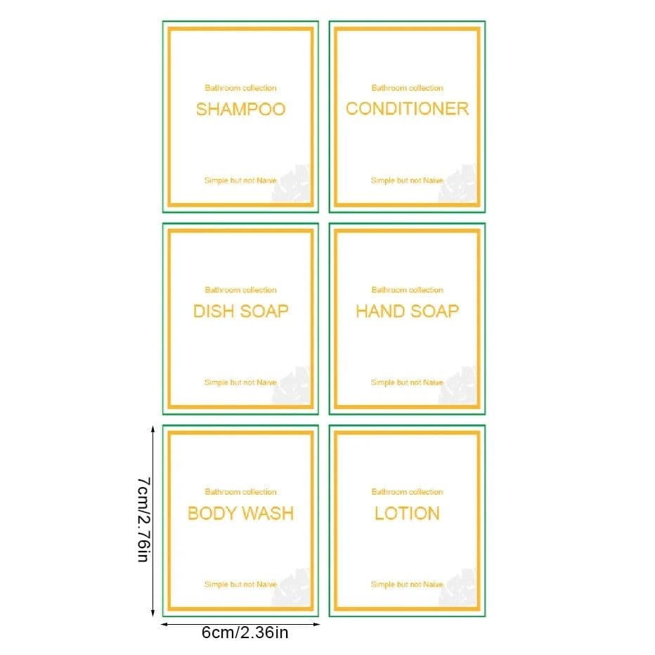 image-500ml/16.9oz Shampoo Dispenser Press Pump Bottle with Gold Waterproof Labels Bathroom Shampoo Conditioner Body Wash Bottles