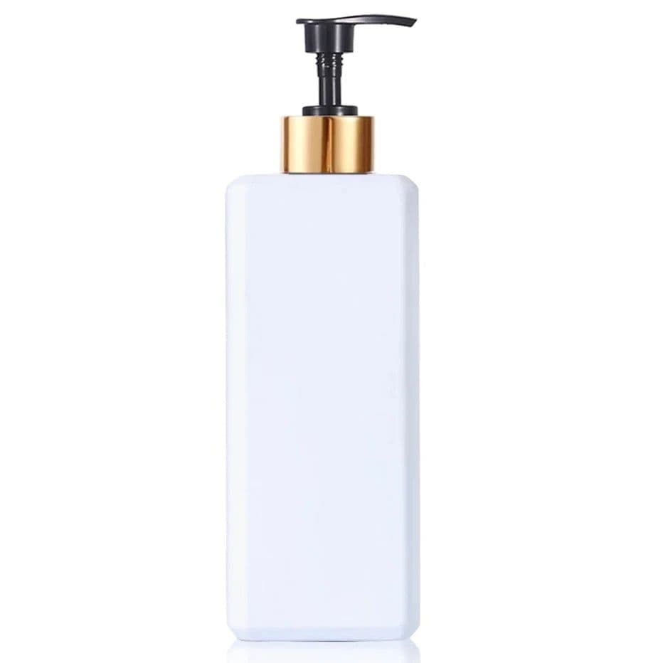 image-500ml/16.9oz Shampoo Dispenser Press Pump Bottle with Gold Waterproof Labels Bathroom Shampoo Conditioner Body Wash Bottles