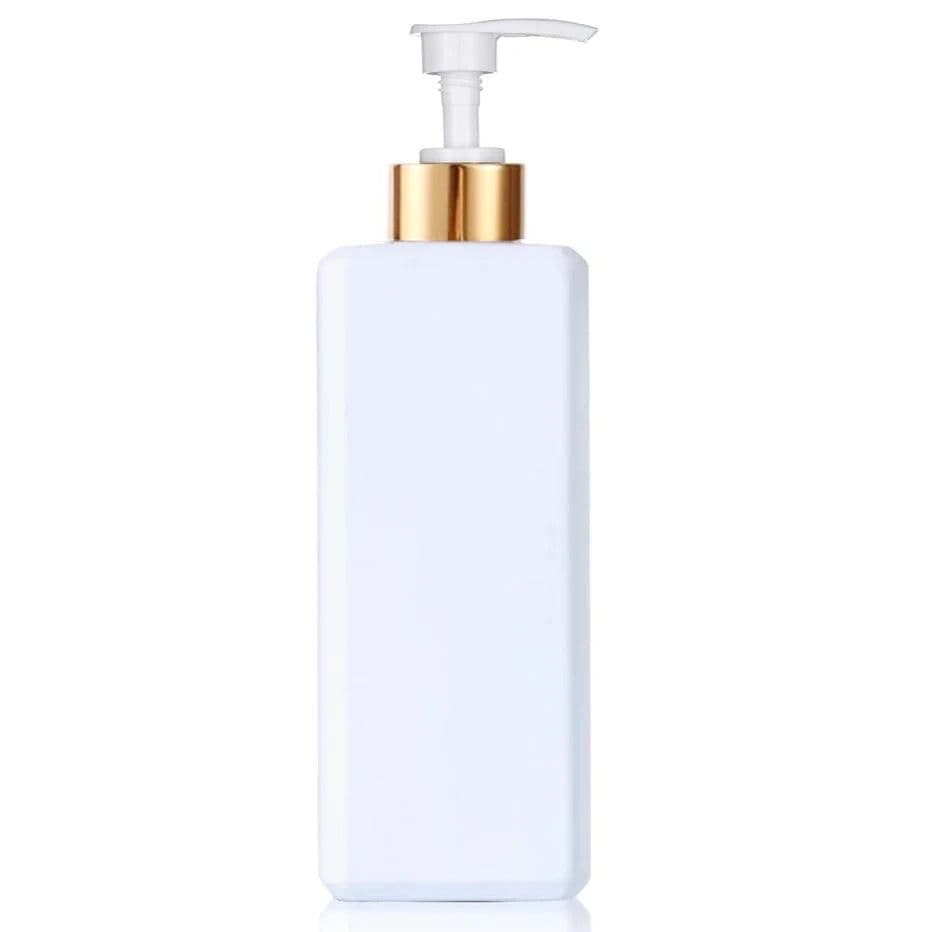 image-500ml/16.9oz Shampoo Dispenser Press Pump Bottle with Gold Waterproof Labels Bathroom Shampoo Conditioner Body Wash Bottles