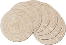 image-Round Braided Placemat Set of 6 Washable Round Placemats for Kitchen Table Round Table Mats for Party BBQ Christmas Everyday Use