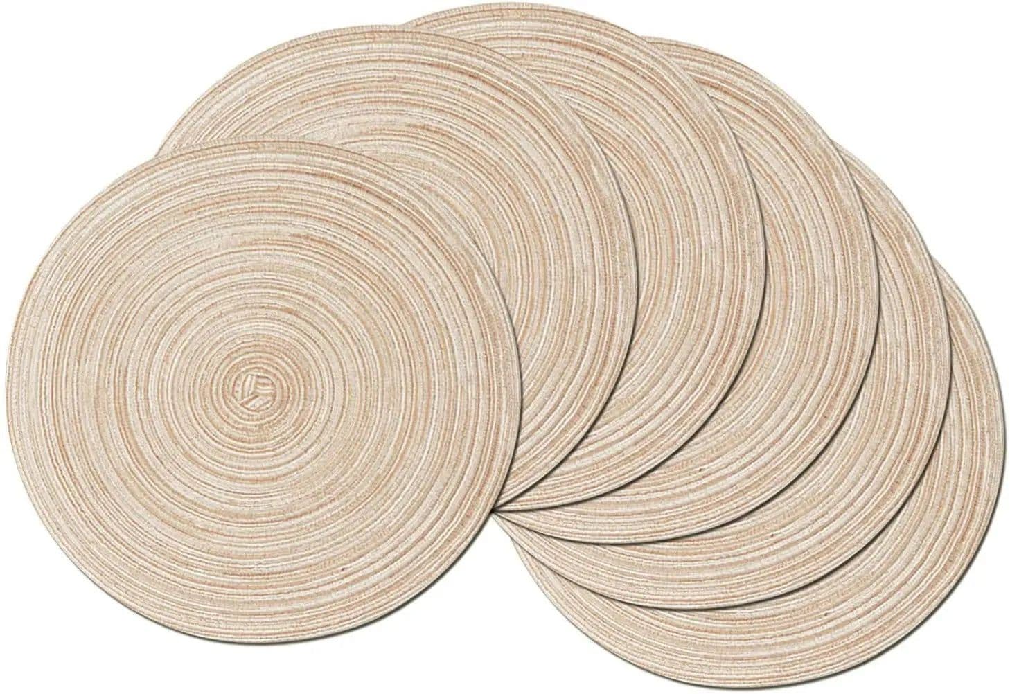 image-Round Braided Placemat Set of 6 Washable Round Placemats for Kitchen Table Round Table Mats for Party BBQ Christmas Everyday Use