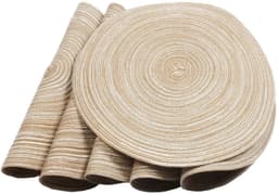 image-Round Braided Placemat Set of 6 Washable Round Placemats for Kitchen Table Round Table Mats for Party BBQ Christmas Everyday Use