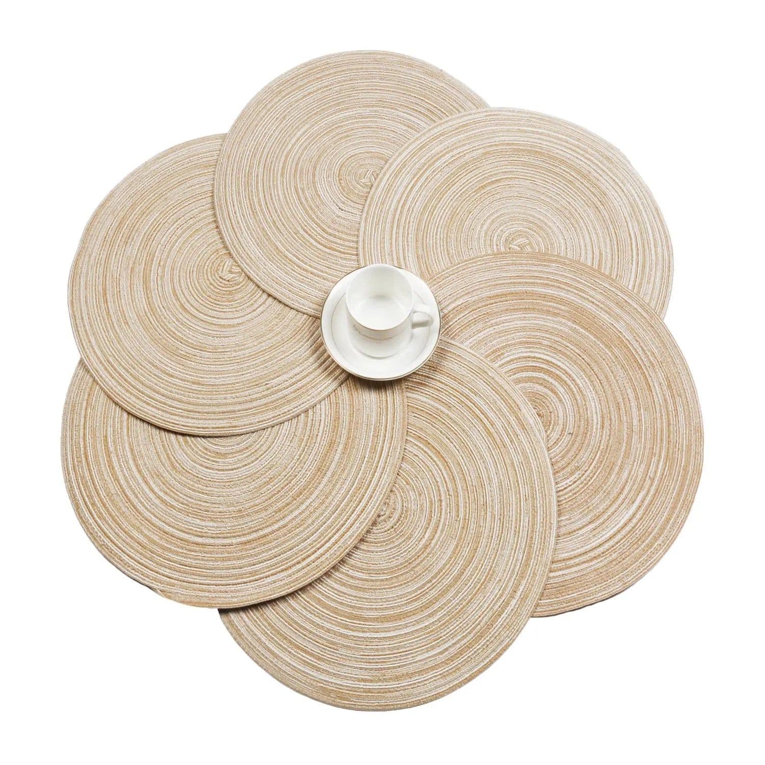 image-Round Braided Placemat Set of 6 Washable Round Placemats for Kitchen Table Round Table Mats for Party BBQ Christmas Everyday Use