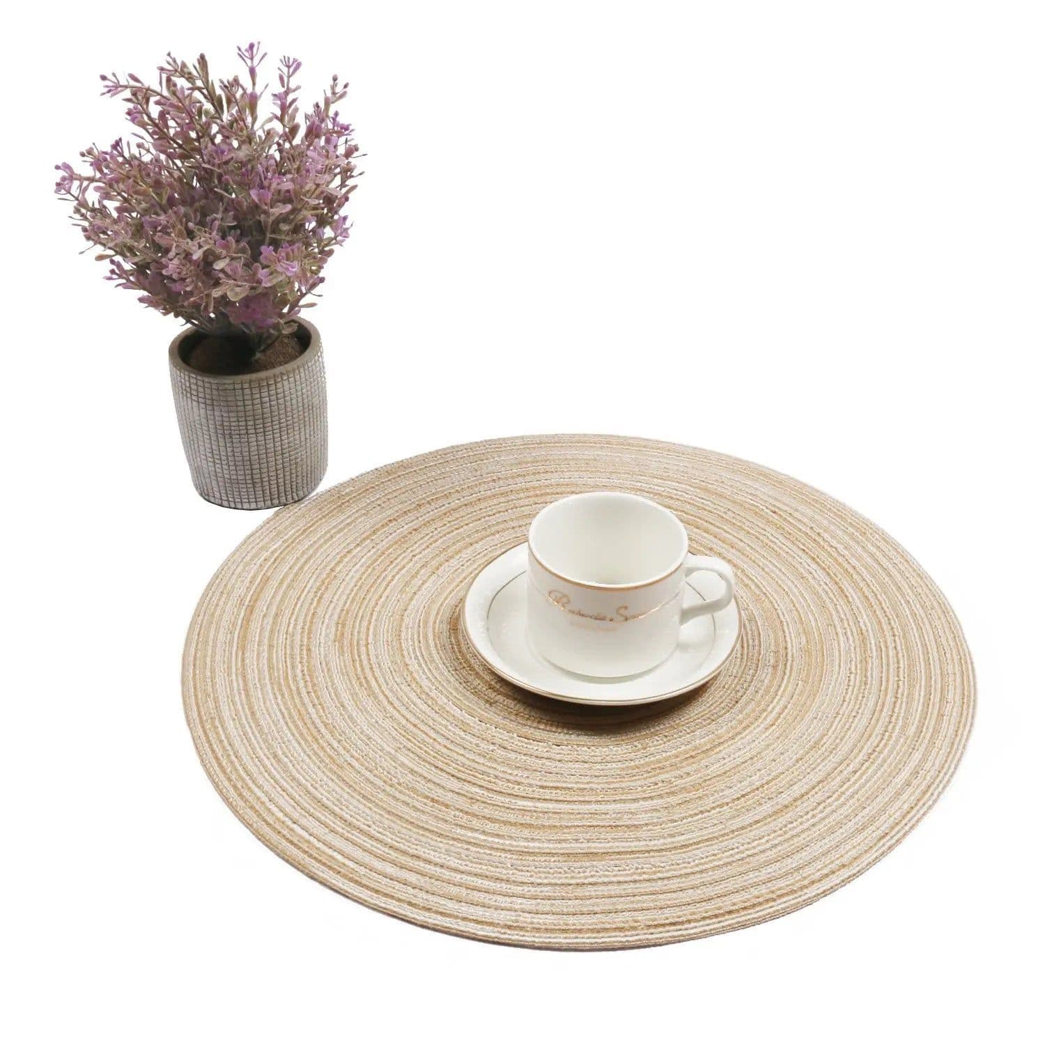 image-Round Braided Placemat Set of 6 Washable Round Placemats for Kitchen Table Round Table Mats for Party BBQ Christmas Everyday Use