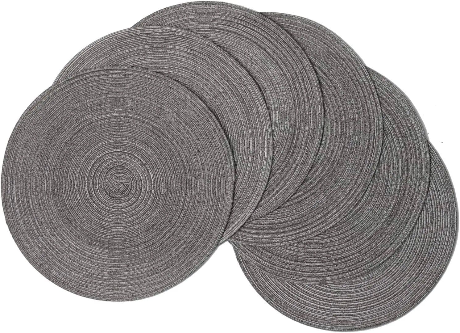 image-Round Braided Placemat Set of 6 Washable Round Placemats for Kitchen Table Round Table Mats for Party BBQ Christmas Everyday Use