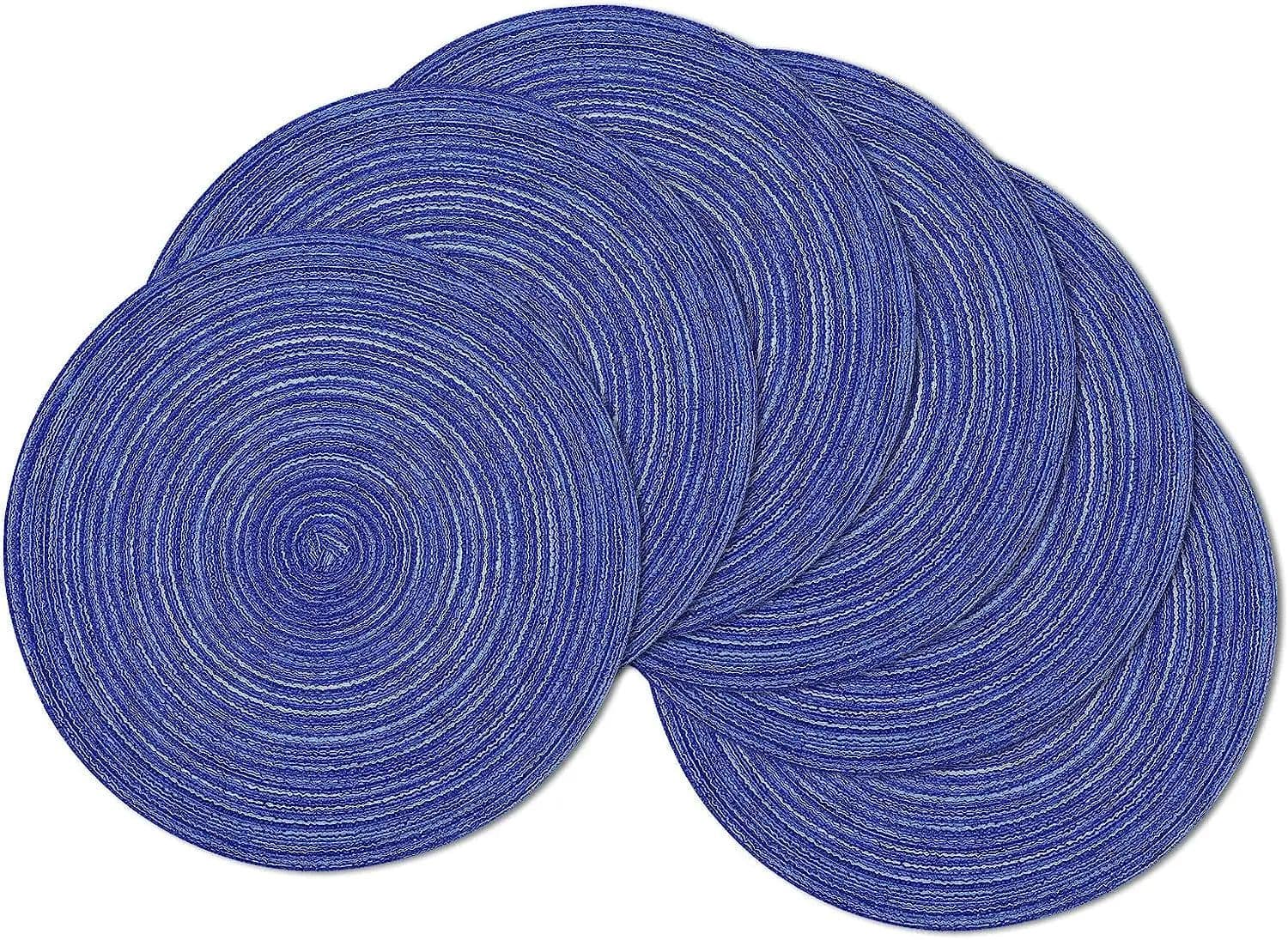 image-Round Braided Placemat Set of 6 Washable Round Placemats for Kitchen Table Round Table Mats for Party BBQ Christmas Everyday Use