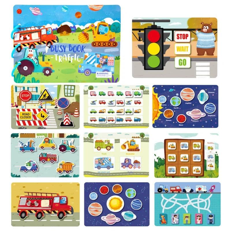 image-Montessori Busy Book Baby Toys Quiet Book Preschool Kids Early Learning Education Cognitive Puzzle Children Sticker Paste Books