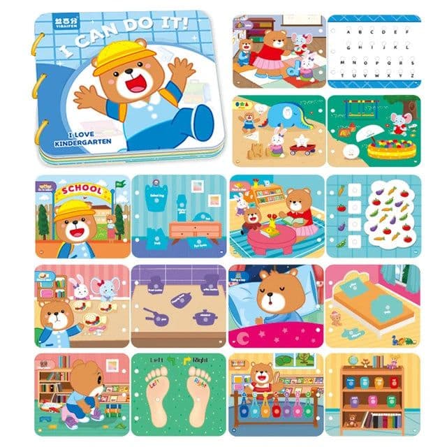 image-Montessori Busy Book Baby Toys Quiet Book Preschool Kids Early Learning Education Cognitive Puzzle Children Sticker Paste Books