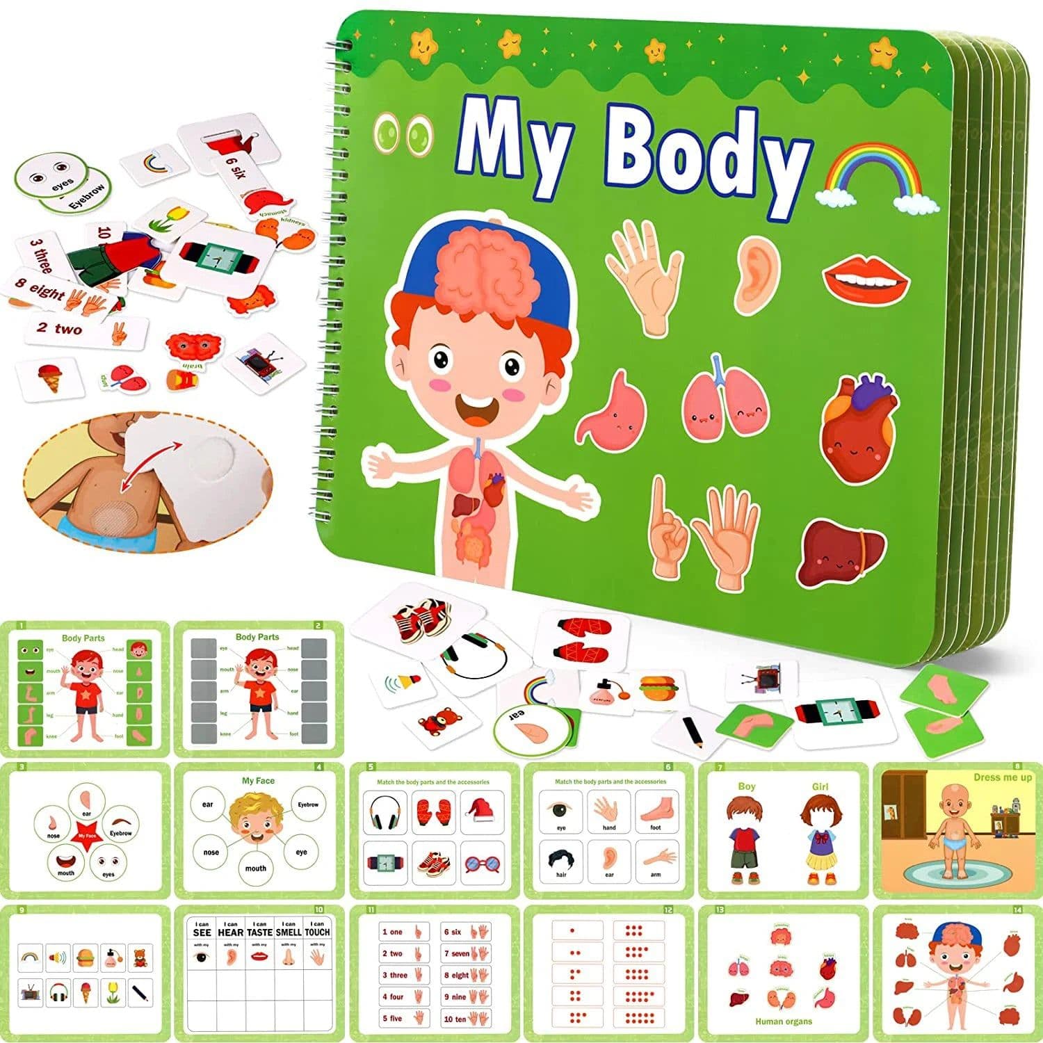 image-Montessori Busy Book Baby Toys Quiet Book Preschool Kids Early Learning Education Cognitive Puzzle Children Sticker Paste Books