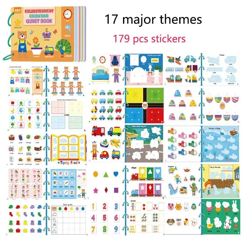 image-Montessori Busy Book Baby Toys Quiet Book Preschool Kids Early Learning Education Cognitive Puzzle Children Sticker Paste Books