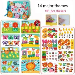 image-Montessori Busy Book Baby Toys Quiet Book Preschool Kids Early Learning Education Cognitive Puzzle Children Sticker Paste Books