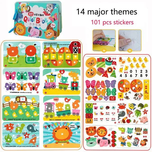 image-Montessori Busy Book Baby Toys Quiet Book Preschool Kids Early Learning Education Cognitive Puzzle Children Sticker Paste Books
