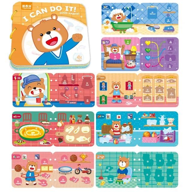 image-Montessori Busy Book Baby Toys Quiet Book Preschool Kids Early Learning Education Cognitive Puzzle Children Sticker Paste Books
