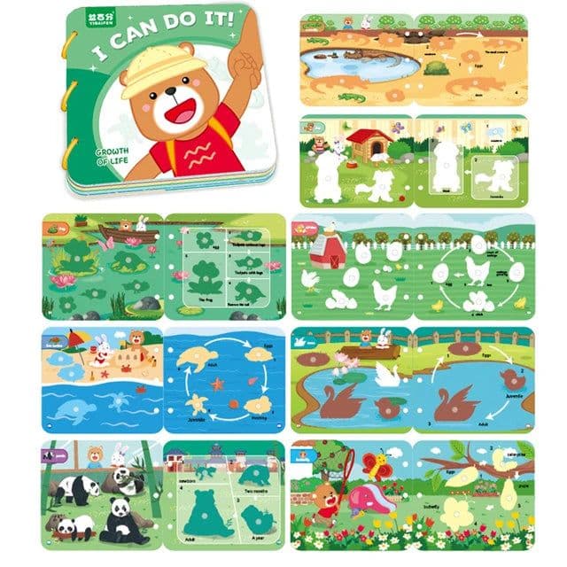 image-Montessori Busy Book Baby Toys Quiet Book Preschool Kids Early Learning Education Cognitive Puzzle Children Sticker Paste Books