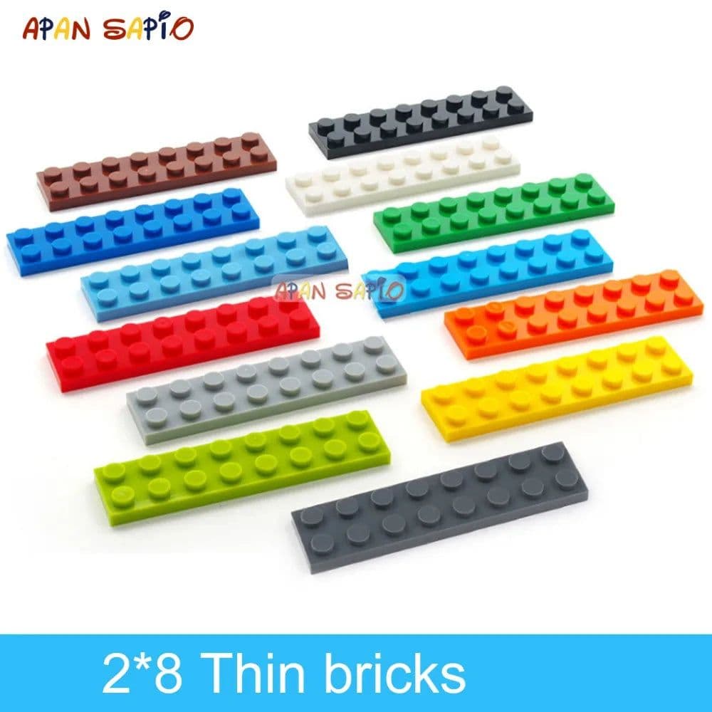 image-40pcs DIY Building Blocks Thin Figures Bricks 2x8 Dots 13Color Educational Creative Size Compatible With 3034 Toys for Children