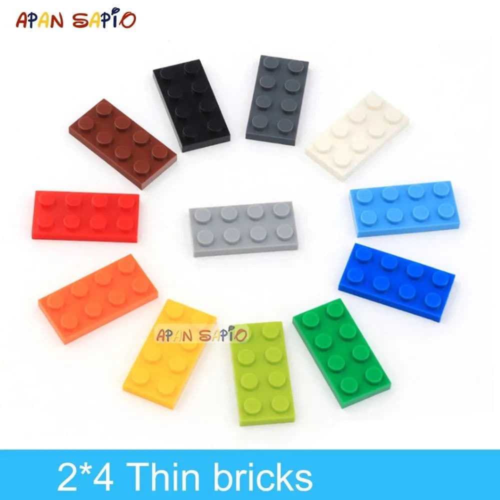 image-60pcs DIY Building Blocks Thin Figure Bricks 2x4Dots Educational Creative Size Compatible With 3020 Plastic Toys for Children