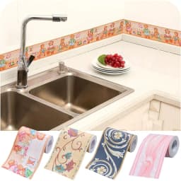 image-10Meters Kid Room Baseboard Wallpaper Kitchen Bathroom Waterproof Waist Line Tile Stickers Self-Adhesive Cartoon Wall Decoration