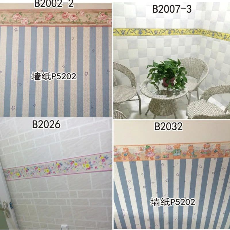 image-10Meters Kid Room Baseboard Wallpaper Kitchen Bathroom Waterproof Waist Line Tile Stickers Self-Adhesive Cartoon Wall Decoration