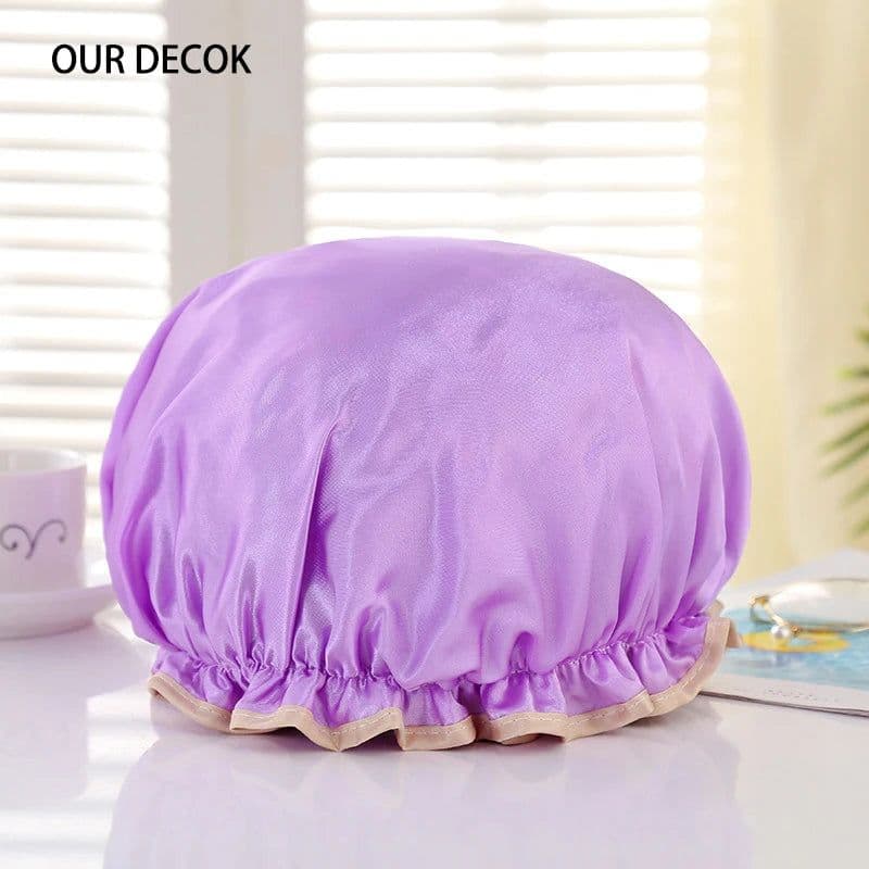 image-Waterproof Bath Hat Bathroom Shower Hair Cover Women Supplies Shower Cap Adult Shower Bath Bathing Caps Bathroom Accessories