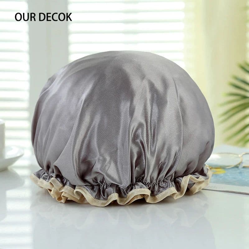 image-Waterproof Bath Hat Bathroom Shower Hair Cover Women Supplies Shower Cap Adult Shower Bath Bathing Caps Bathroom Accessories