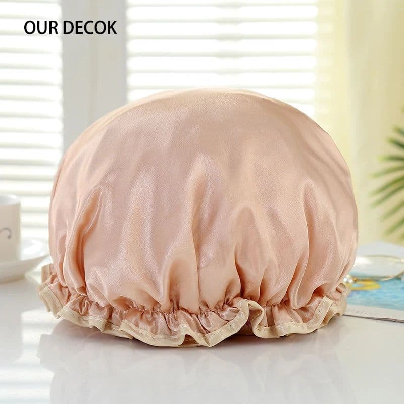 image-Waterproof Bath Hat Bathroom Shower Hair Cover Women Supplies Shower Cap Adult Shower Bath Bathing Caps Bathroom Accessories