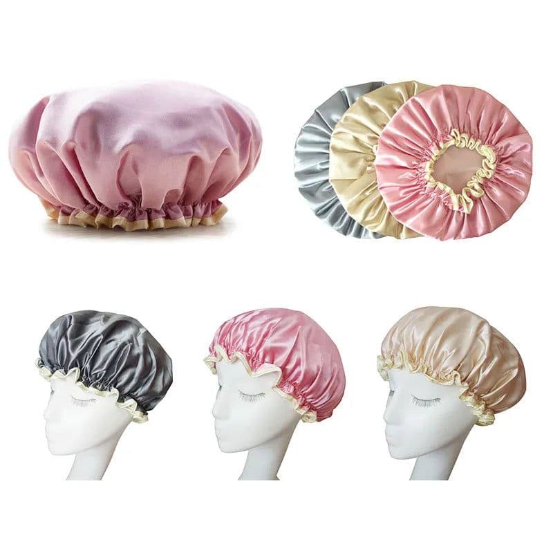 image-Waterproof Bath Hat Bathroom Shower Hair Cover Women Supplies Shower Cap Adult Shower Bath Bathing Caps Bathroom Accessories