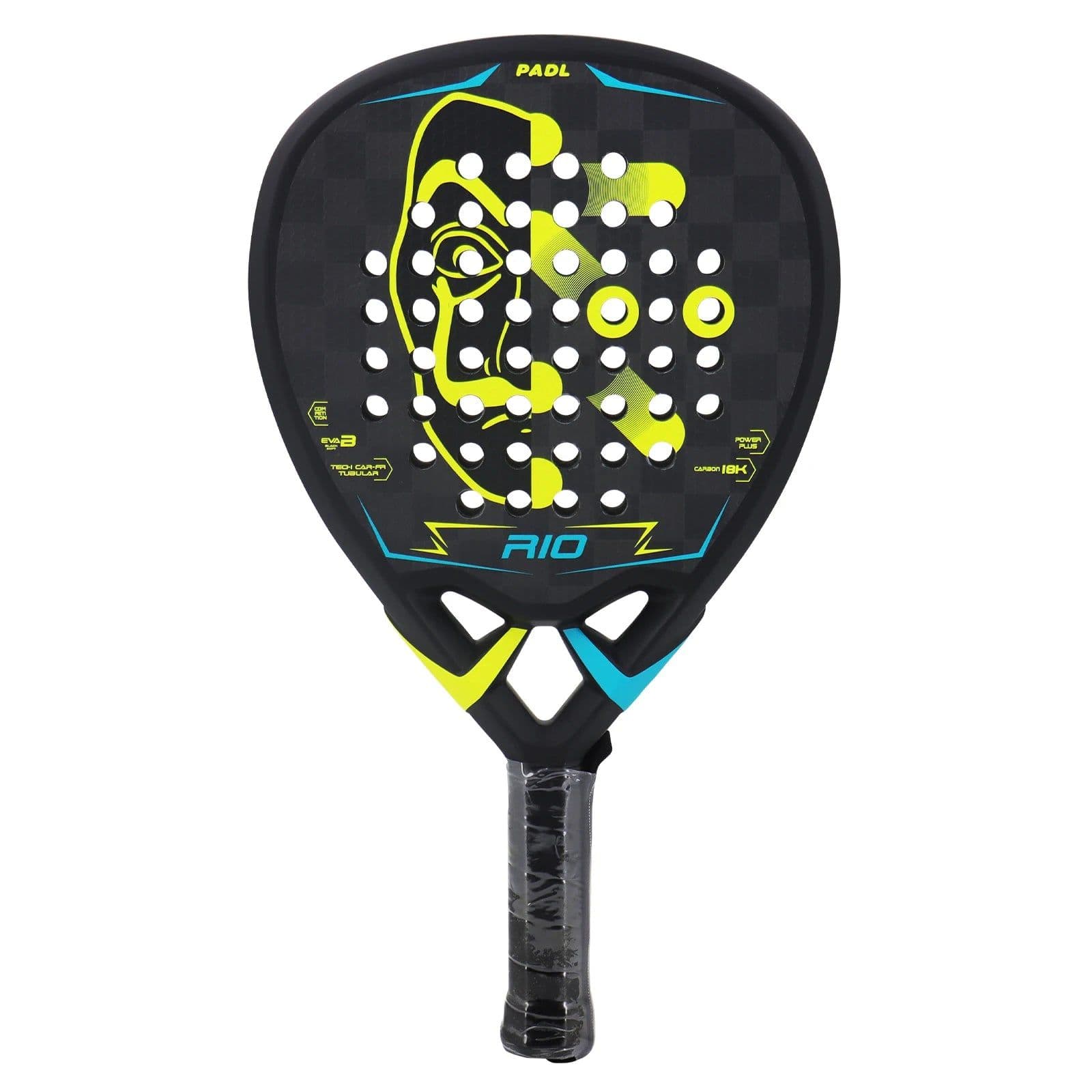 image-Carbon Fiber Paddle Racket, 3K, 12K,18K, Fiber, rough finish with Eva Soft Memory Foam Core, Round Shape, High Balance