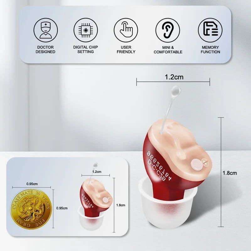 image-Hearing Aid Invisible Adjustable Wireless Hearing Aids Mini CIC Left/Right Ear Sound Amplifier For Adults Elderly Severe Loss