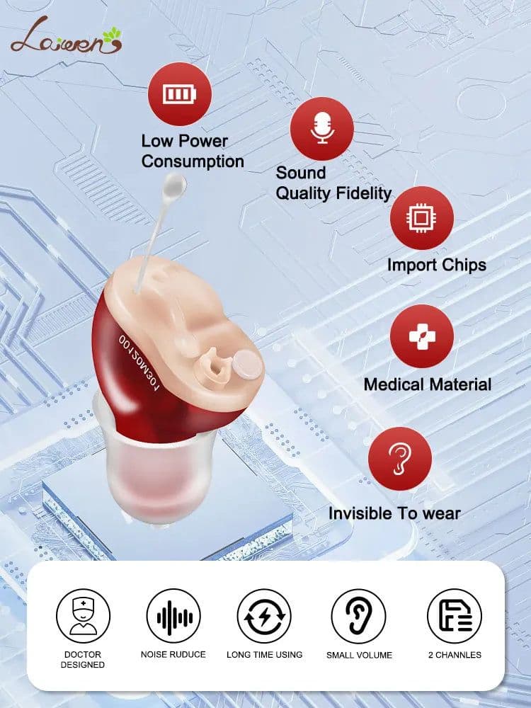 image-Hearing Aid Invisible Adjustable Wireless Hearing Aids Mini CIC Left/Right Ear Sound Amplifier For Adults Elderly Severe Loss