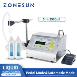image-ZONESUN Small GFK-160A 5-3500ml Digital Control Liquid Juice Water Liquid Filling Machine Dosing Filler Bottle with Pedal