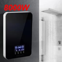 image-Instant Water Heater Shower Bathroom Faucets Kitchen Tap Electric Water Heater 220V 8000W Digital Display Temperature Adjustable